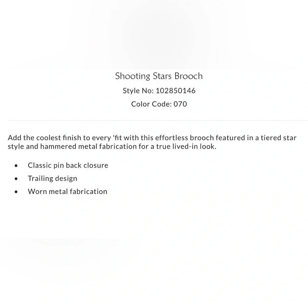 NWT Free People Shooting Stars💫 Brooch Pin in Gold New - Picture 3 of 4